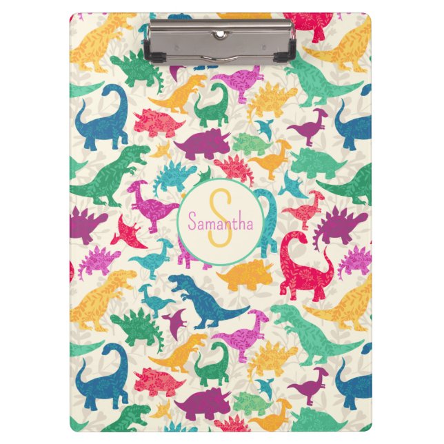 Porte-bloc Fille Florale Dinosaure Silhouette Filles (Devant)