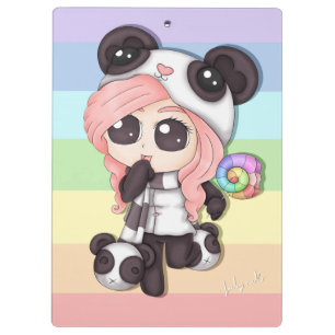 Porte-bloc Fille mignonne de panda d'Anime d'arc-en-ciel