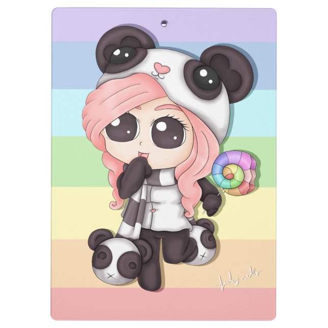 Porte-bloc Fille mignonne de panda d'Anime d'arc-en-ciel (Dos)