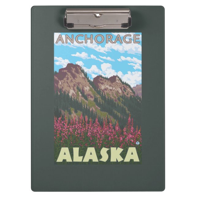 Porte-bloc Fireweed et montagnes - Anchorage, Alaska (Devant)
