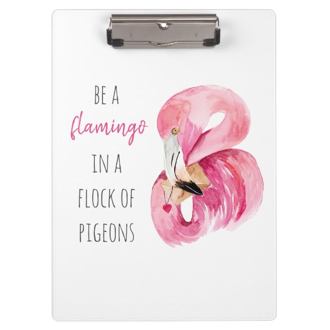 Porte-bloc Flamant rose Aquarelle Exotique Rose Moderne Avec  (Devant)