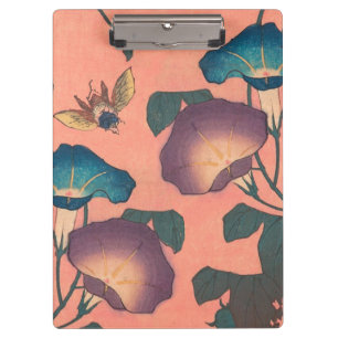 Porte-bloc Fleur d'abeille rose Art classique Hokusai