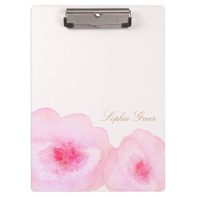 Porte-bloc Fleur d'aquarelle rose pâle (Devant)