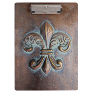 Porte-bloc Fleur De Lis, Cuivre-Regard âgé imprimé