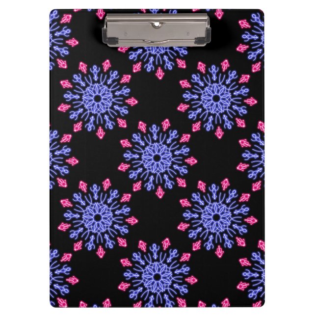 Porte-bloc Fleur de néon bleu et rouge (Devant)