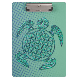 Porte-bloc Fleur de vie / Blume des Lebens tortue turquoise