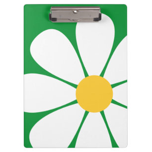 Porte-bloc Fleur marguerite blanche et jaune sur Kelly Green