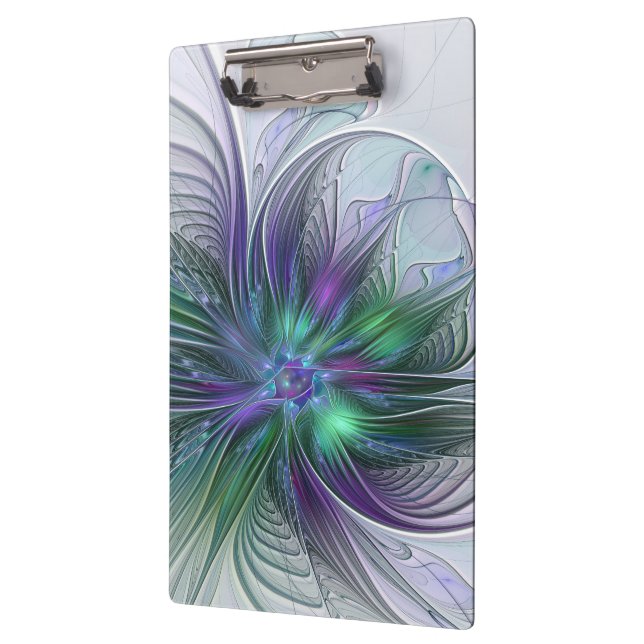 Porte-bloc Fleur vert violet Art Abstrait moderne Fractal (Gauche)