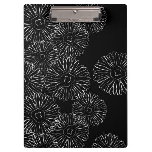 Porte-bloc Fleurs abstraites de printemps noir et blanc