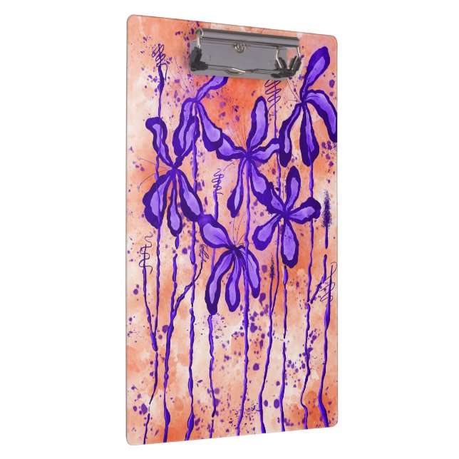 Porte-bloc Fleurs Abstraites encrées Orange violet (Swatch)