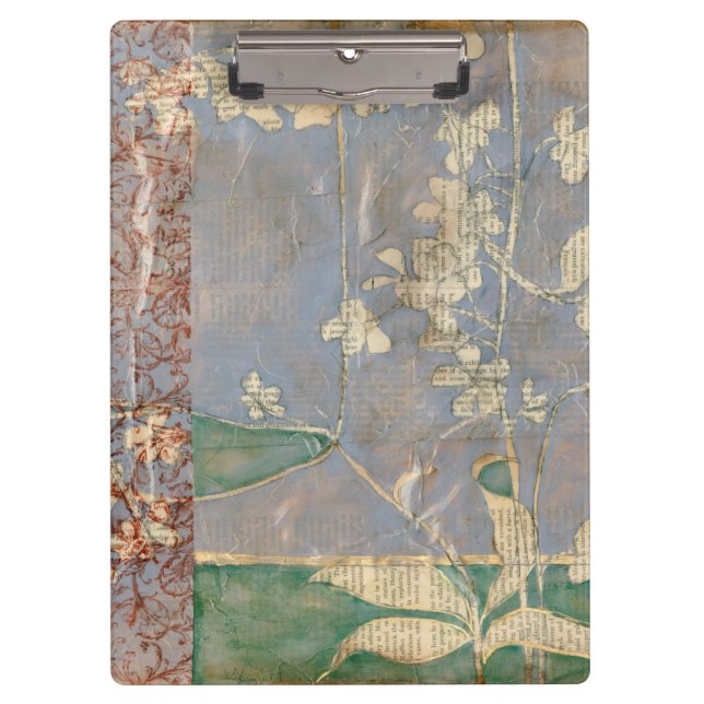 Porte-bloc Fleurs blanches sur Arrière - plan de papier journ (Devant)