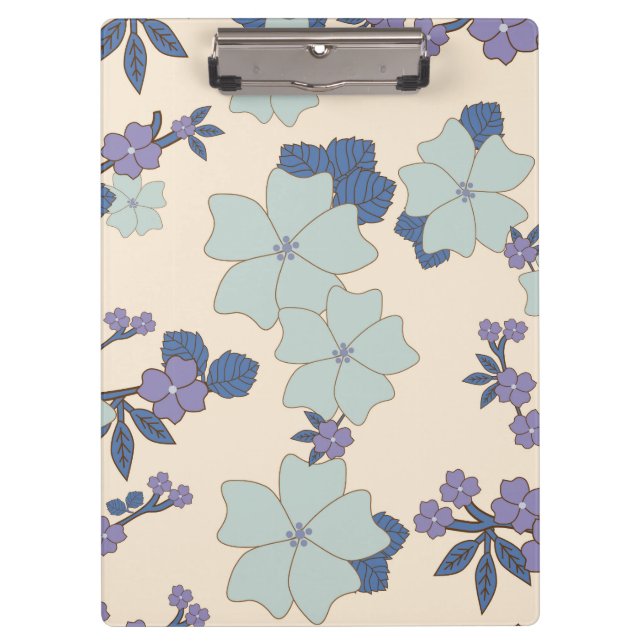 Porte-bloc Fleurs Bleues, Fleurs Violettes, Motif Floral (Devant)