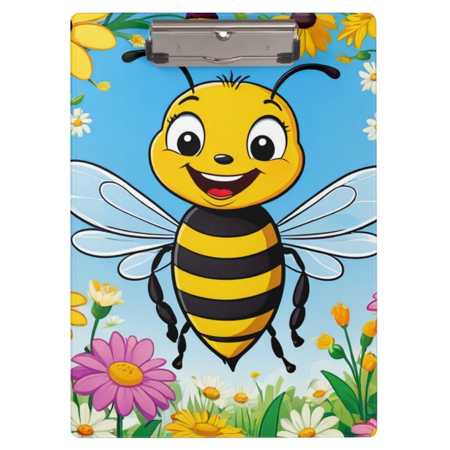 Porte-bloc Fleurs colorées d'abeille de dessin (Devant)