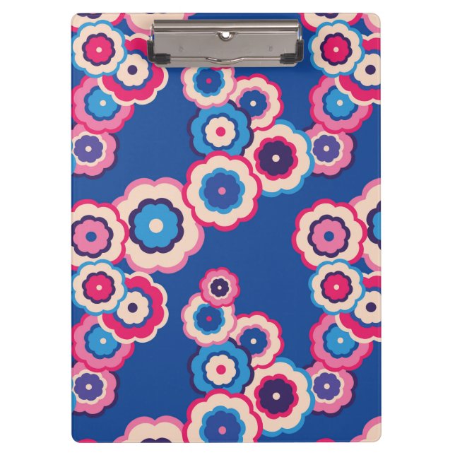 Porte-bloc Fleurs colorées rétro des années 60 (Devant)