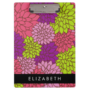 Porte-bloc Fleurs Dahlia, Fleurs Colorées, Votre Nom