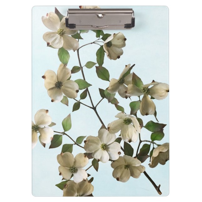 Porte-bloc Fleurs de bois de chien blanc fleurissant (Devant)