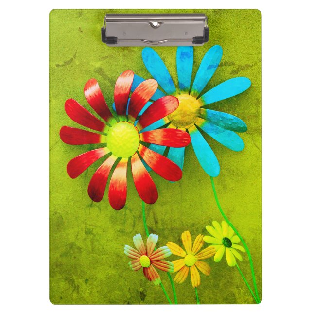 Porte-bloc Fleurs de jardin en métal rustique (Devant)