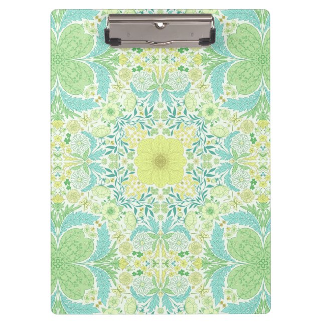 Porte-bloc Fleurs de jardin rétro en vert et jaune (Devant)