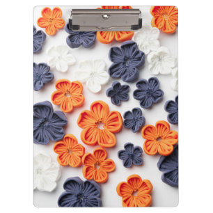 Porte-bloc Fleurs en tissu cousu à la main printemps orange b