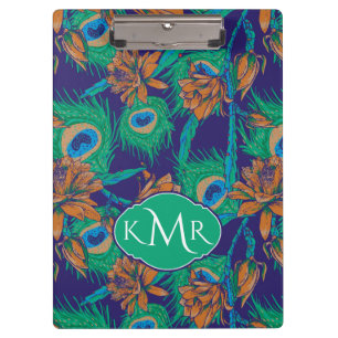 Porte-bloc Fleurs et monogramme des plumes  
