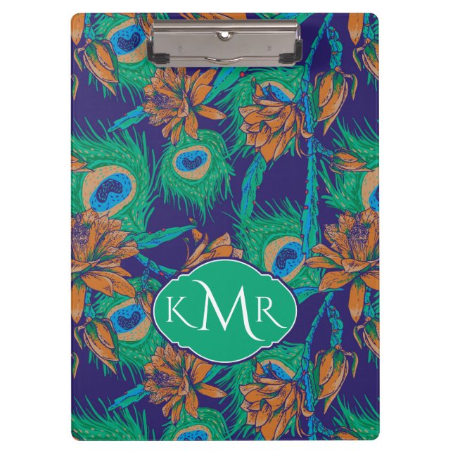 Porte-bloc Fleurs et monogramme des plumes | (Devant)