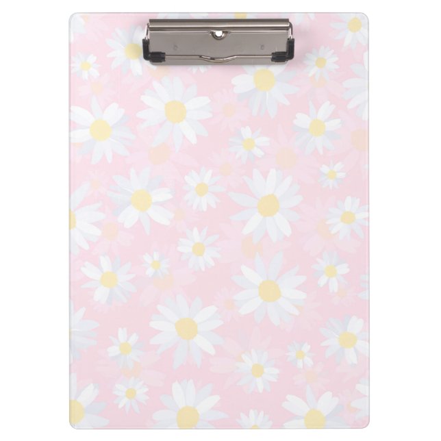 Porte-bloc Fleurs marguerites blanches Florales roses (Devant)