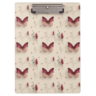Porte-bloc Fleurs printanières vintage et papillon rose tendr