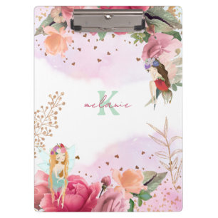 Porte-bloc Fleurs Roses Et Fées Filles Editable