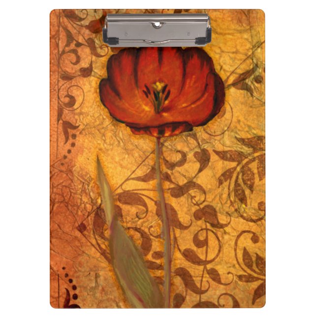 Porte-bloc Fleurs rouges I (Devant)