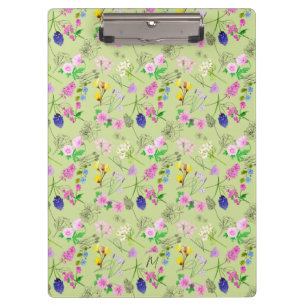 Porte-bloc Fleurs sauvages d'aquarelle délicats sur vert