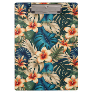Porte-bloc Fleurs tropicales au feuillage bleu et vert