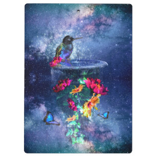 Porte-bloc Fleurs tropicales, colibri, papillon et étoiles