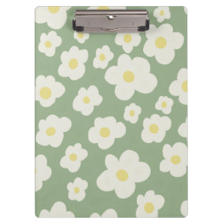 Porte-bloc Fleurs vertes et blanches 