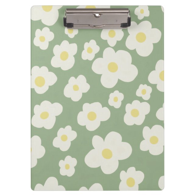 Porte-bloc Fleurs vertes et blanches  (Devant)