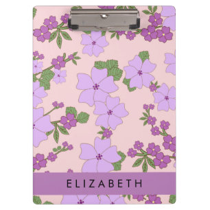 Porte-bloc Fleurs Violettes, Motif De Fleurs, Votre Nom
