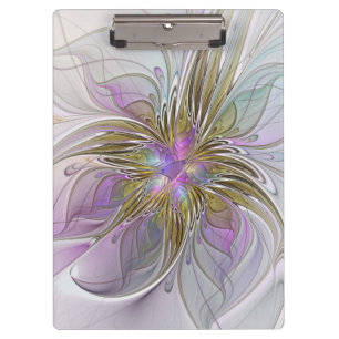 Porte-bloc Floral Coloré Abstrait Fractal Avec Rose & Or