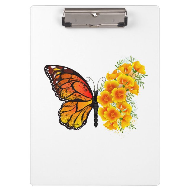 Porte-bloc Flower Butterfly with Yellow California Poppy (Devant)