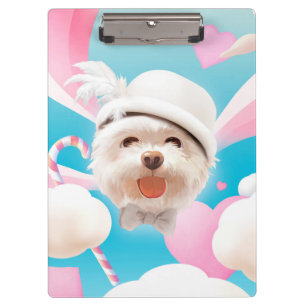 Porte-bloc Fluffy Dog avec Casquette blanc