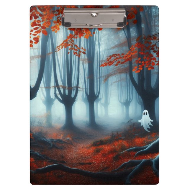 Porte-bloc Forêts éffrayantes d'automne avec un fantôme (Devant)