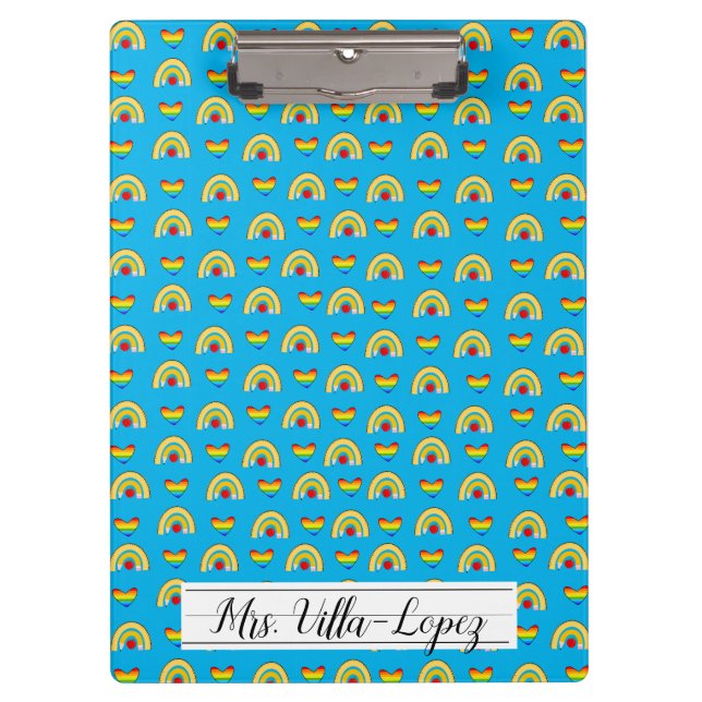 Porte-bloc Fournitures scolaires avec Rainbow Hearts Motif (Devant)