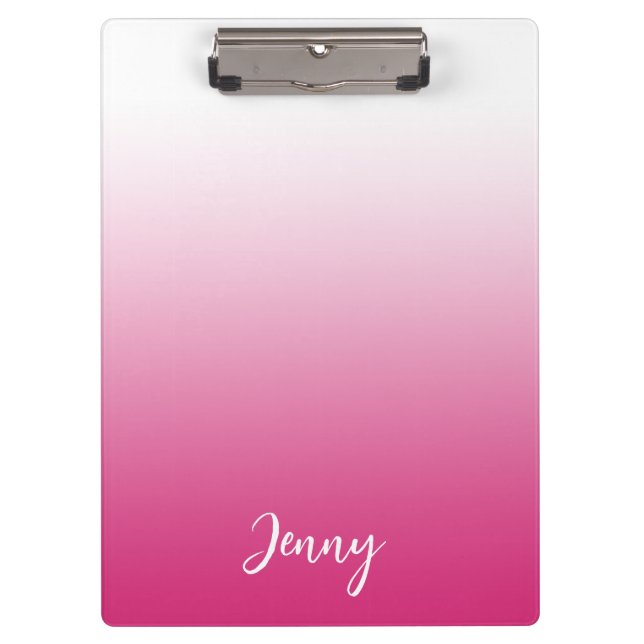Porte-bloc Fuchsia chaude personnalisée rose et blanc Gradien (Devant)