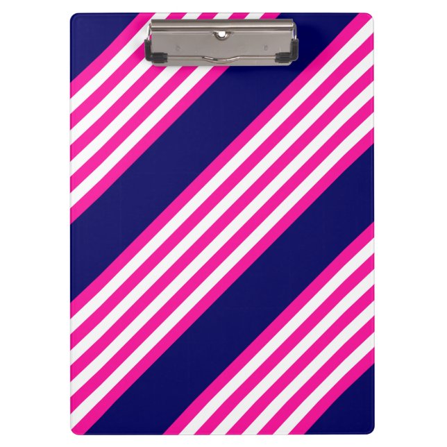 Porte-bloc Fuchsia et blanc cinq bandes motif avec bleu (Devant)