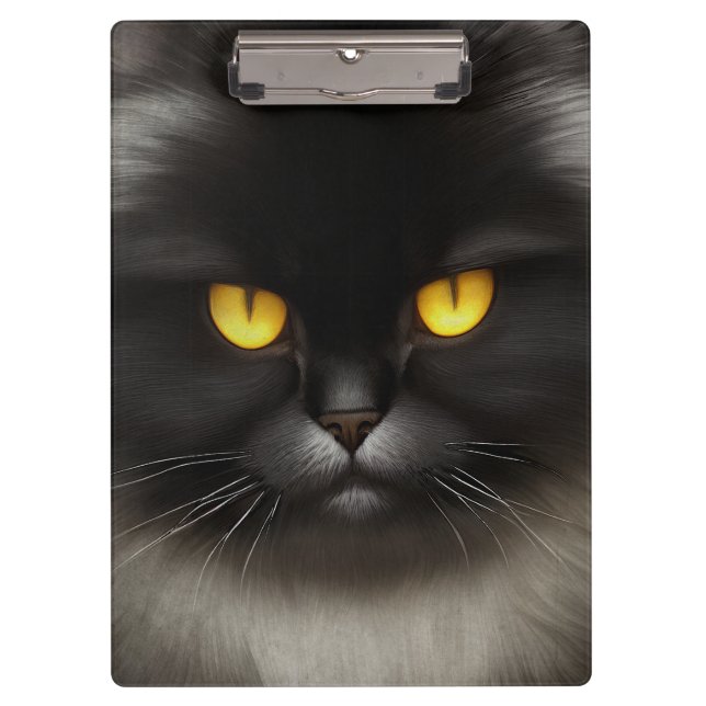 Porte-bloc Funny Fluffeux noir Perse noir chaton visage (Devant)