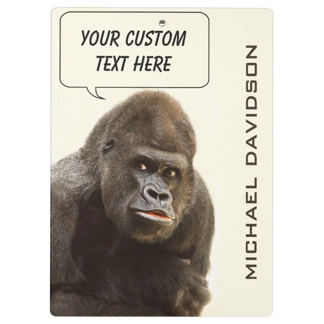 Porte-bloc Funny Gorilla porte - bloc monogramme personnalisé (Dos)
