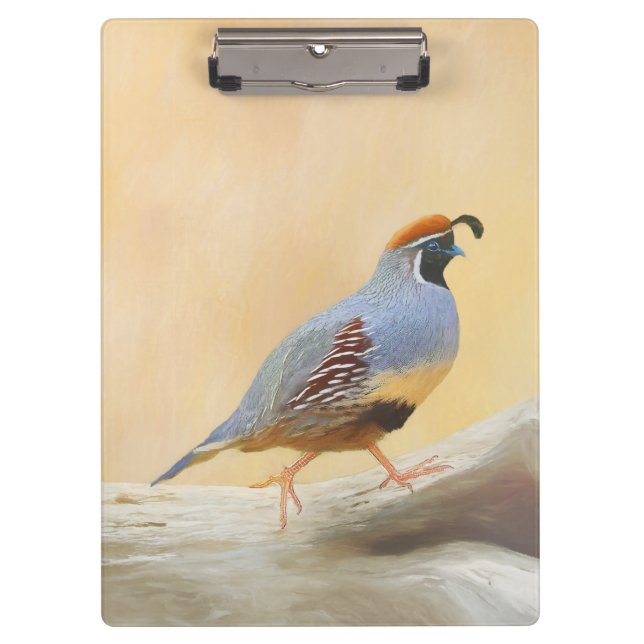Porte-bloc Gambrel's Quail Painting Original Bird Art (Devant)