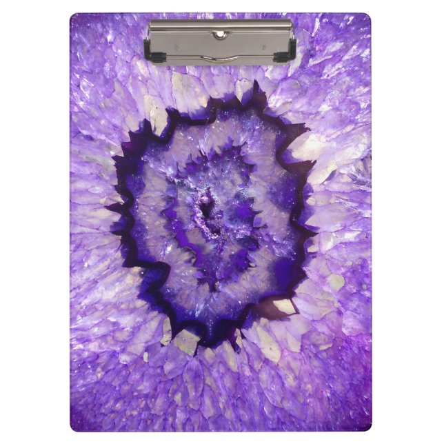 Porte-bloc Géode d'agate violet tombé (Devant)