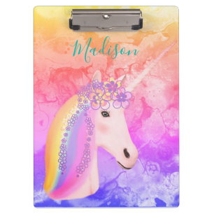 Porte-bloc Girl Rainbow Unicorn Magical Fun Watercolor Nom