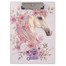 Girls Pretty Ponies Pastel Floral Horse