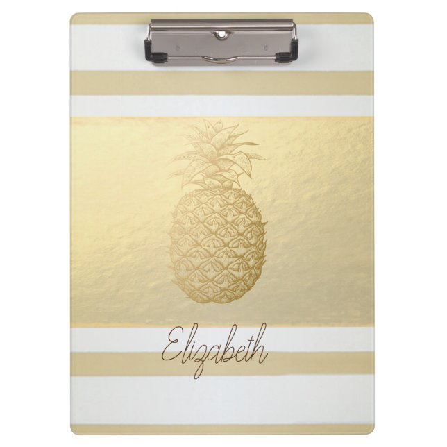 Porte-bloc Girly Modern Gold Stripes, Or Ananas (Devant)