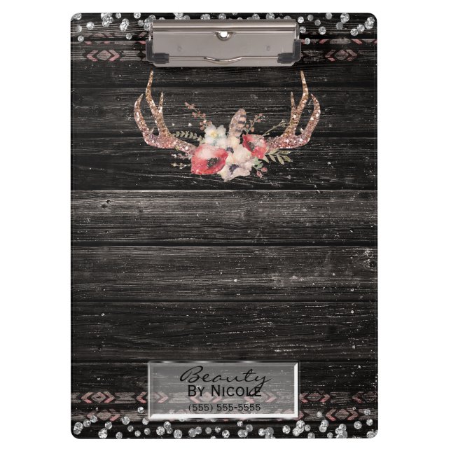 Porte-bloc Glamour Rustique Bohème Bois de Cerf Crâne Personn (Devant)